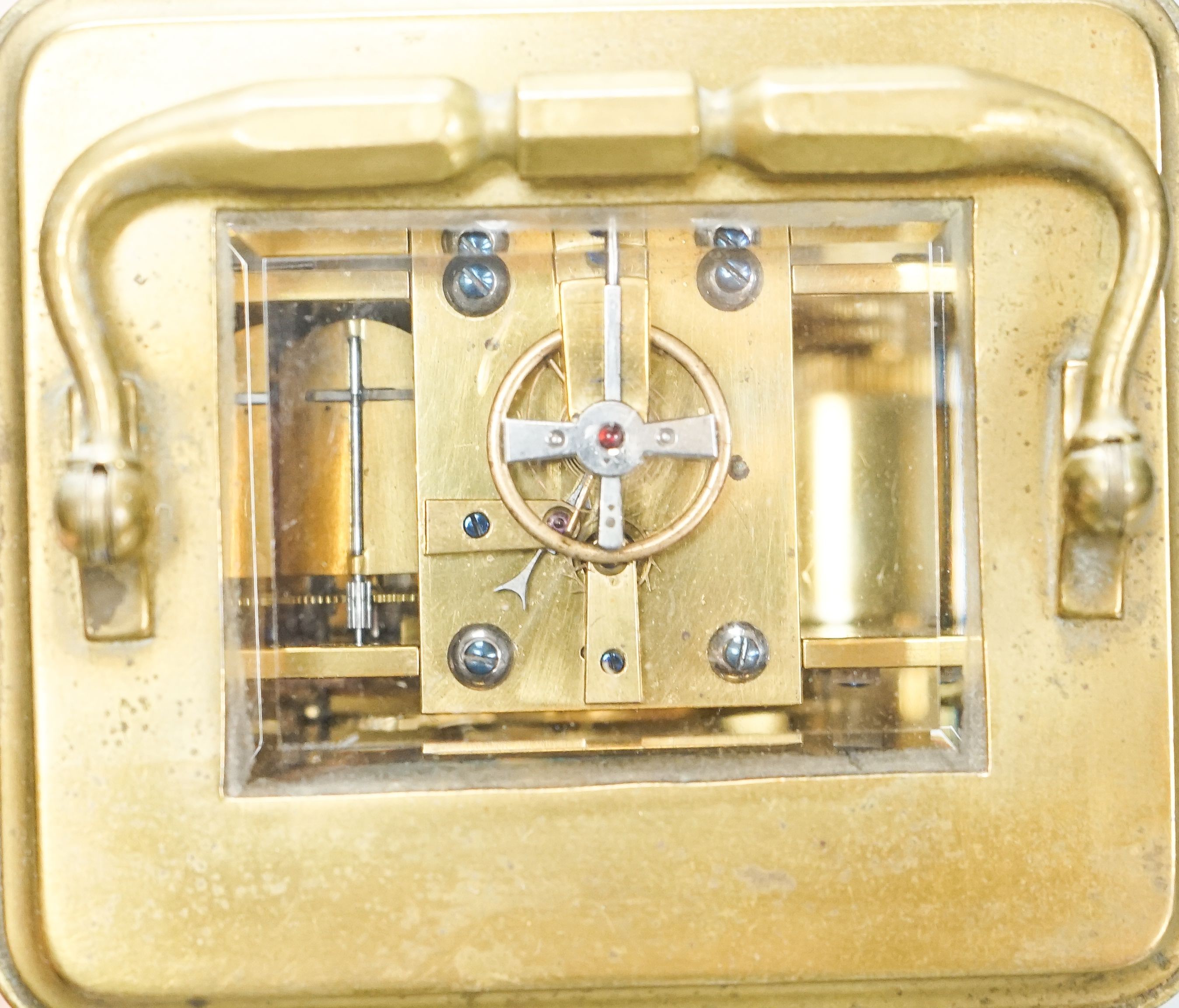 A French brass carriage clock 14cm